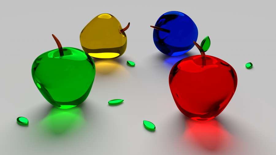 manzanas, vidrio, frutas, alimentos, transparente, fondo de pantalla, 3d, colores, fondos de pantalla hd
