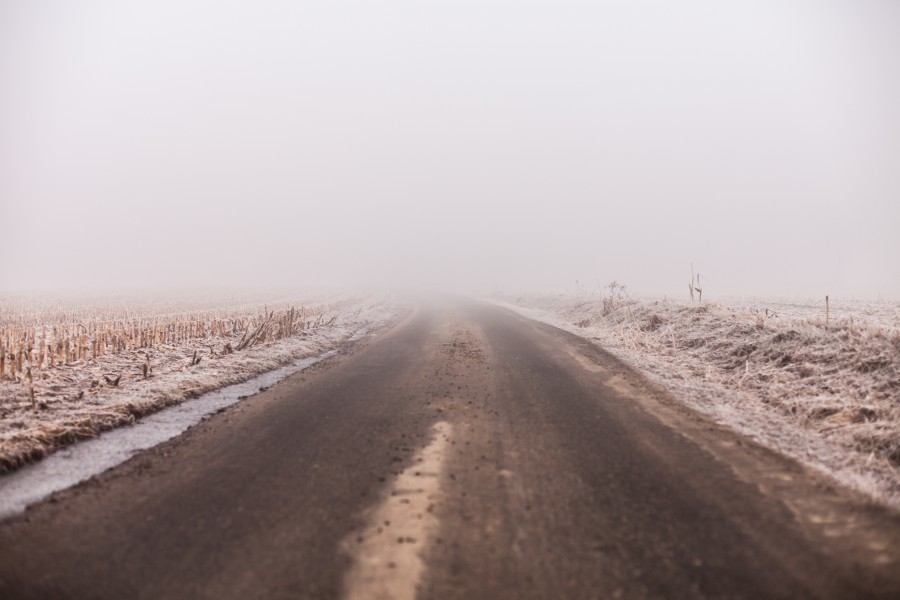 dia, ruta, carretera, asfalto, niebla, horizonte, neblina, 