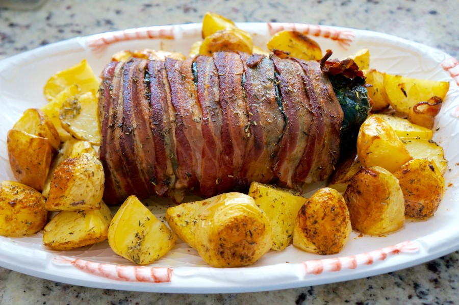 bacon, panceta, tocino, comidad, grasas, grasa, plato, papas al horno, alimento, 