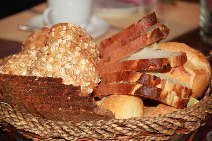 pan, rebanada, rodaja, casero, semillas, panera, comidas, 