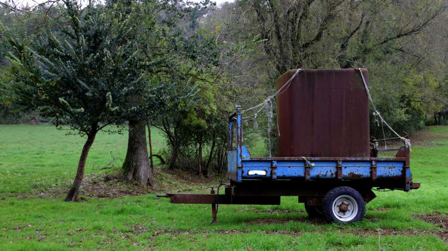 remolque, transporte, carga, campo, nadie, rural, naturaleza, 