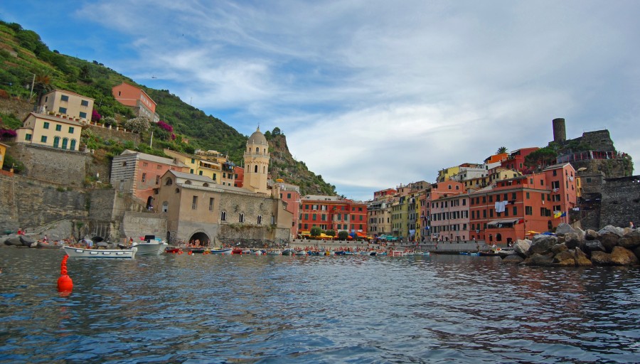 Vernazza dalla barca, Italia, Vernazza, Europa, Pueblo, Poblado, Costa, Dia, Paisaje, 