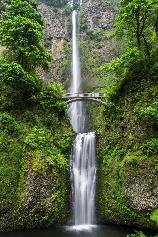 verde, cascada, paisaje, caida de agua, puente, nadie, 