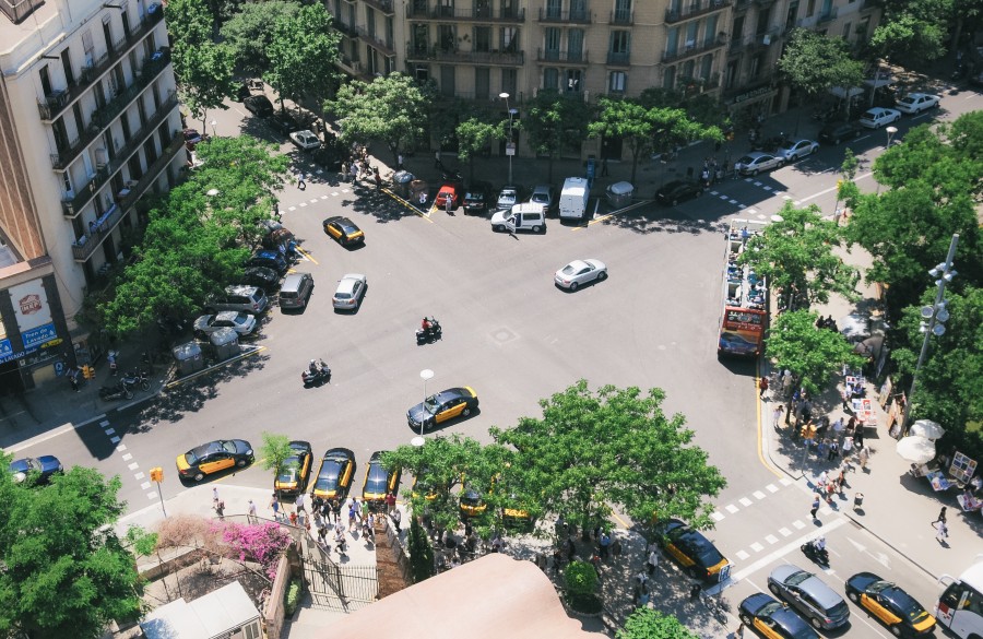 Aerea, Barcelona, El Caribe, camino, calle, transporte, autobús, ocupado, ciudad, pueblo, taxi, Europa, España,