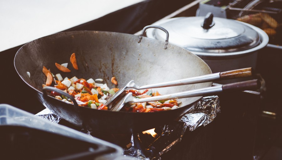 wok, vegetales, comidas, cocina, cocinando, grillado, salteado,
