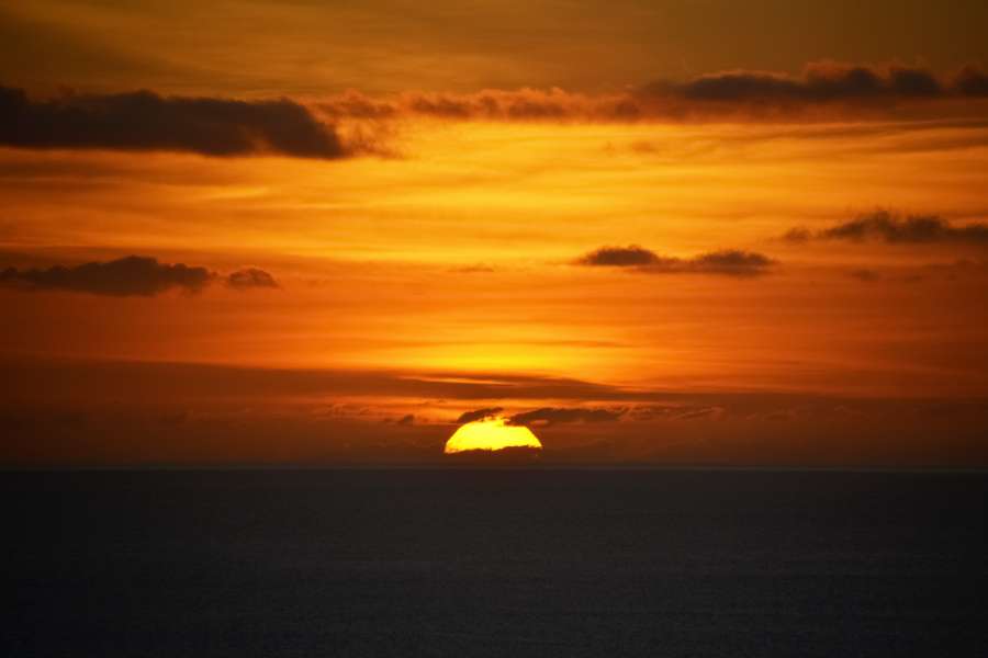 sol, naranja, nublado, cielo, puesta de sol, abajo, luz del sol, nadie, paisaje, horizonte