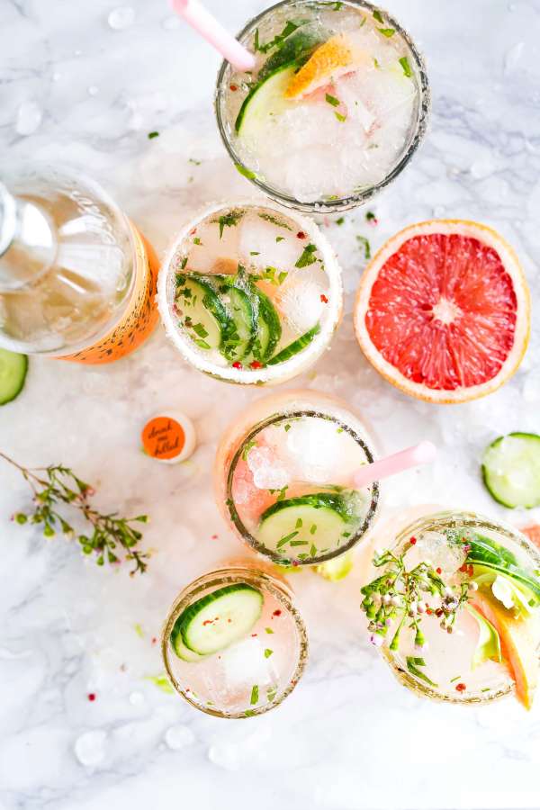 cocktail, bebida, hielo, alcoholica, pomelo, pepino, fresco, frescura, vaso, sorbete, rodaja, frutal, frutas, 