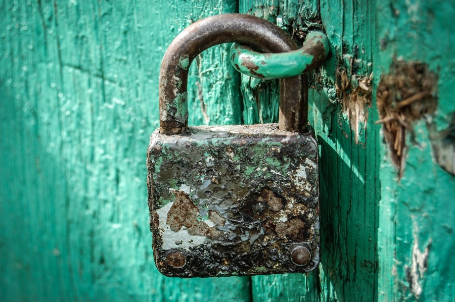 candado, puertas, color, cerrar, cerrado, seguridad, metales, viejo, antiguo, turquesa, verde, oxido, 