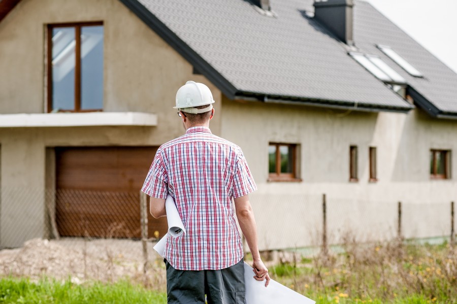 arquitecto, constructor, casa, planos, arquitectura, hombre, adulto,