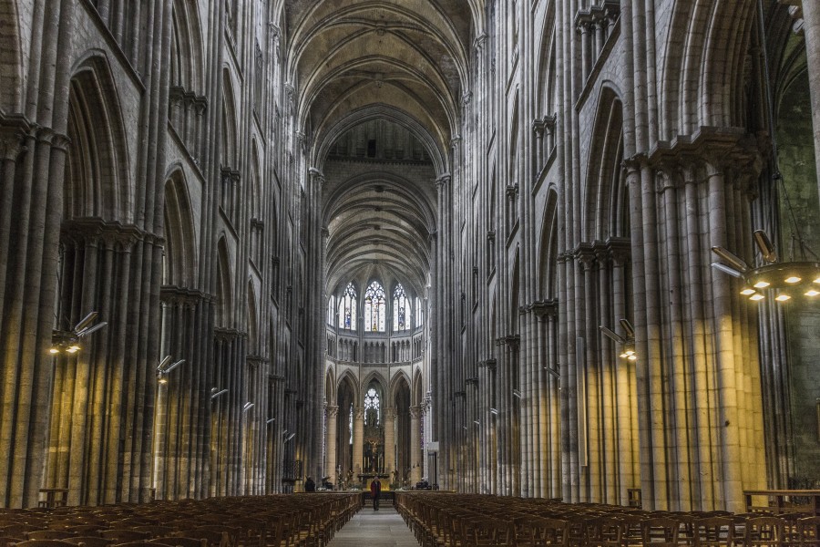 iglesia, gótico, normandía, la construcción de, arquitectura, francia , religión, interior, columnas, arte, francés