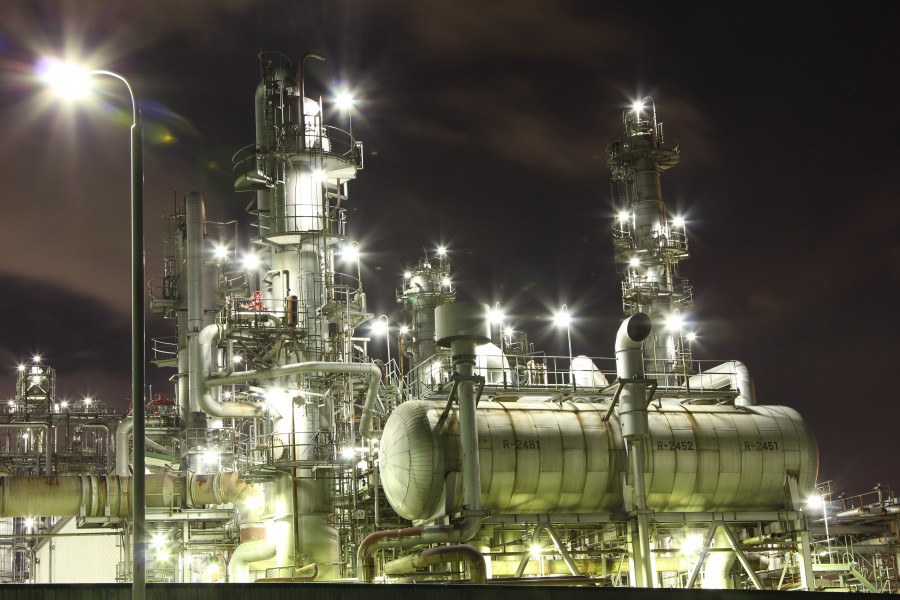 energia, refineria, noche, luz, luces, iluminado, nadie, tanque, petroleo, gas, electricidad, combustible, 