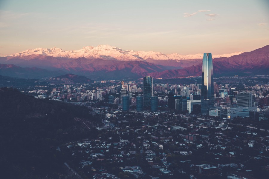 Santiago de Chile, chile, skyline, atardecer, paisaje, urbano, ciudad, america latina, 