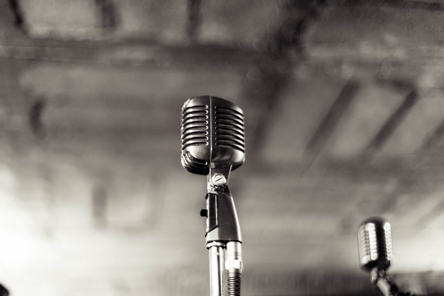 microfono, soporte, grabacion, estudio, musica, garaje, entretenimiento, blanco y negro, 