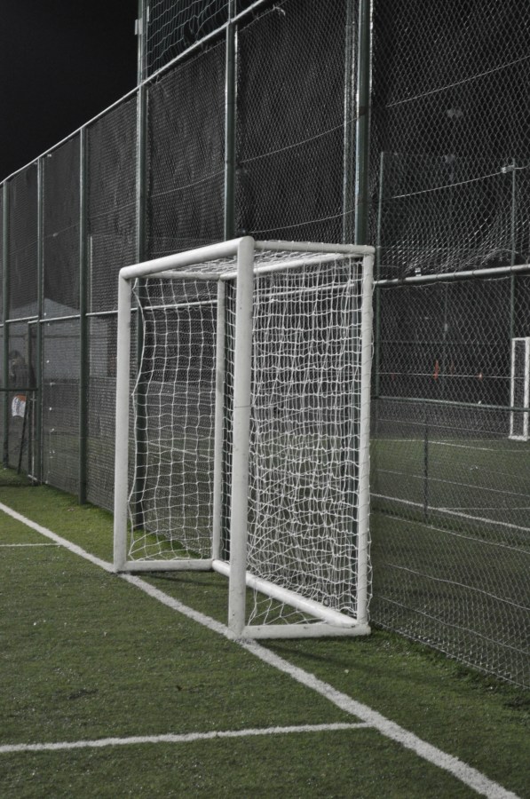 arco, futbol, futsal, noche, deportes, nadie, red, porteria, 