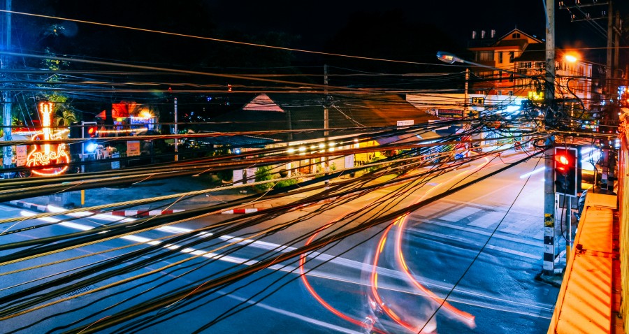 Paisaje, calle, abstracto, cables, luces, semaforos, avenida, velocidad, cable, electricidad, semaforo,