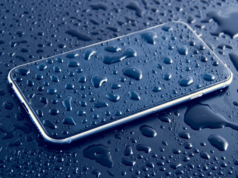smartphone, agua, mojado, gotas, concepto, impermeable, tecnologia, 