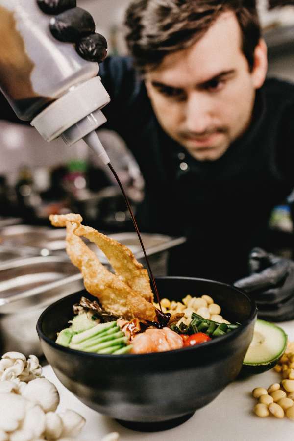 comida, cocinar, cocina, restaurante, comida, carne, plato, cocina, cena, gastrónomo, pimienta, cocina, cocinero, hombre, sartén
