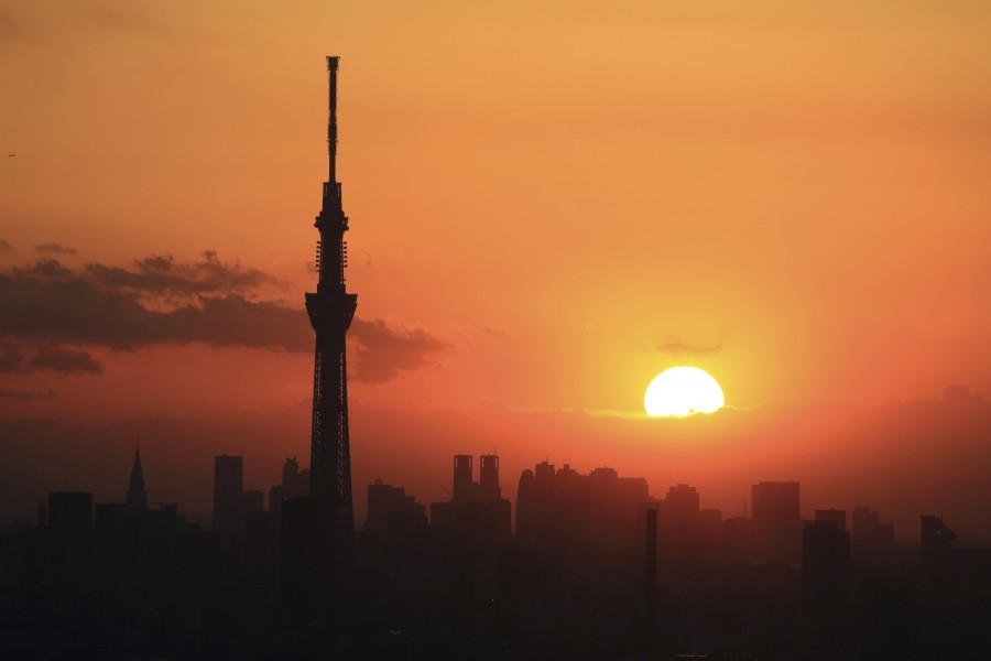 atardecer, edificios, asia, asiatico, seul, ciudad, paisaje, urbano, 