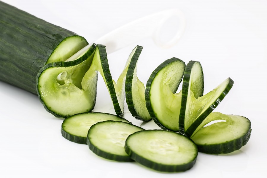 pepino, verdura, primer plano, rodaja, rodajas, fondo blanco, fresco, 