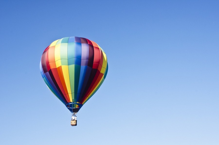 Globo aerostatico, cielo azul, cielo, volar, transporte, uno, paisaje, dia, colorido, colores