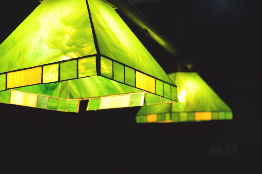 lampara, luz, verde, decoracion, interior, noche, fondo negro, objeto, tulipa, plafon, 