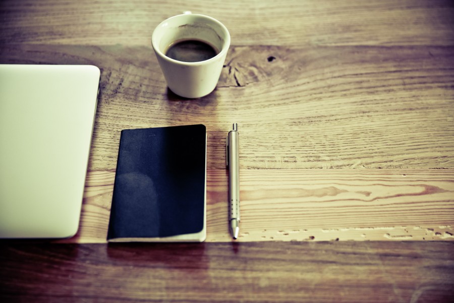 anotador, escritorio, cafe, taza, agenda, 