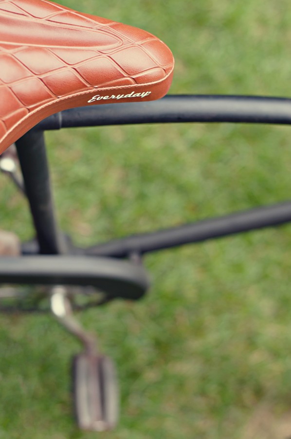 bicicleta, asiento, sillin, cuero, primer plano, detalle, 