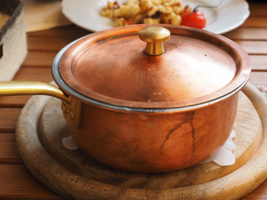 olla, cobre, comidas, cocina, interior, plato, coccion, 