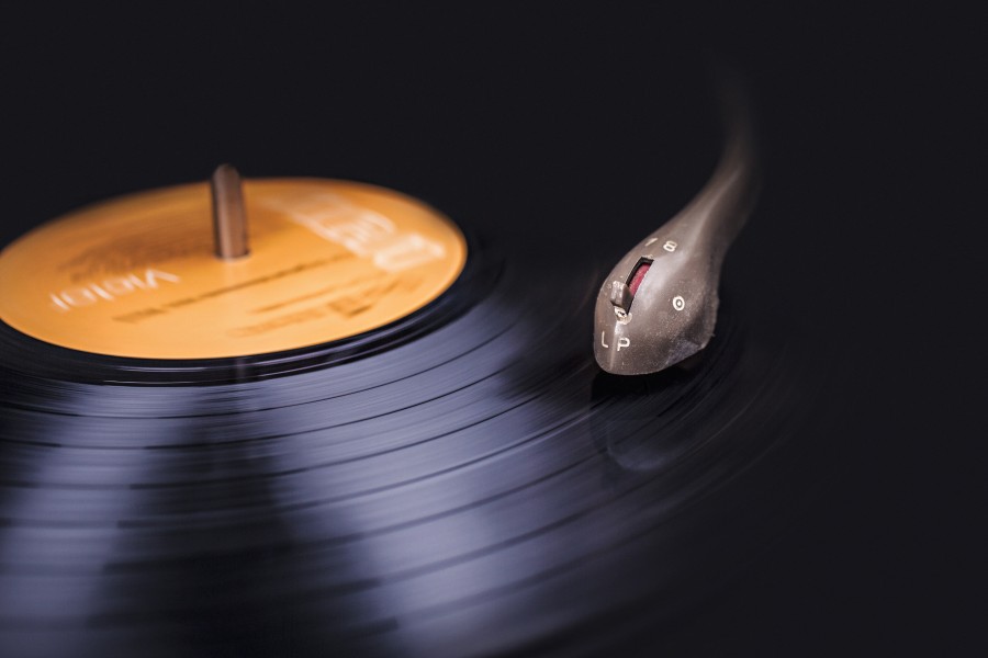 disco, musica, vinilo, primer plano, toca discos, antiguo, vintage, sonido, girando, movimiento, 