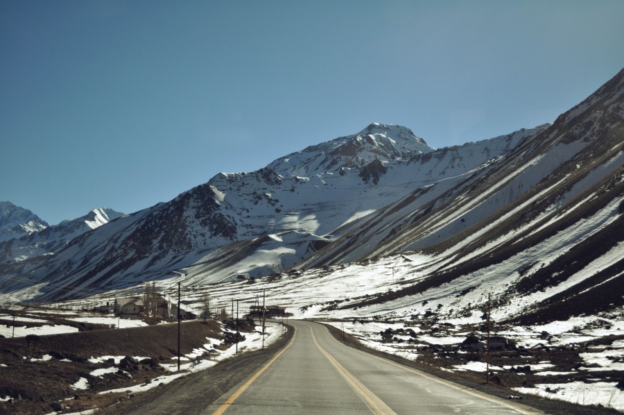 Paisaje, ruta, camino, montaña, nieve, mendoza, argentina, cordillera de los andes