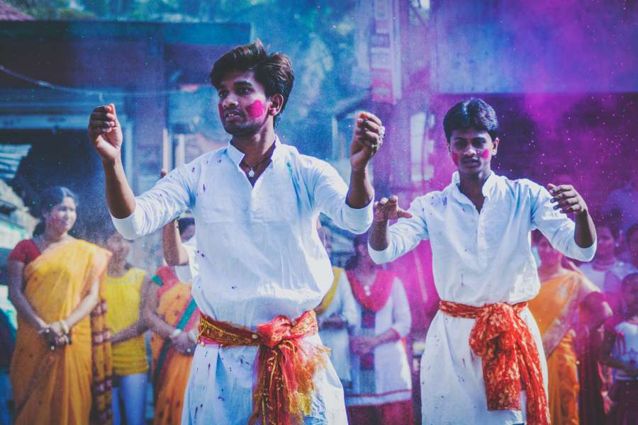 hombres, bailando, colores, festival, festividad, festejo, India, Grupo de personas, gente, tradicion, tipico, 