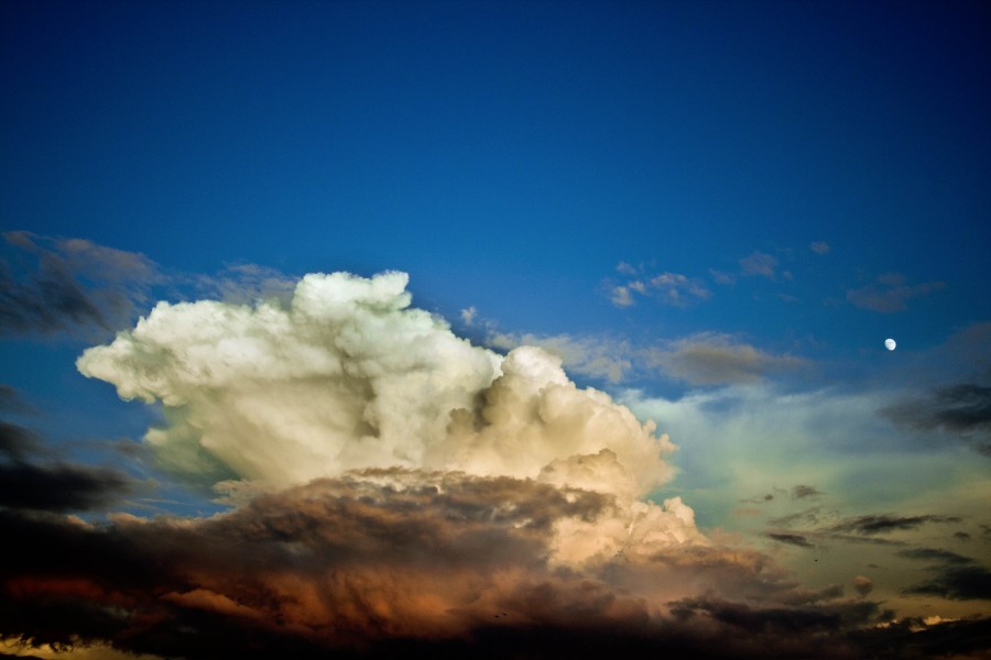 luna, paisaje, cielo, atardecer, nube, nubes, forma, 