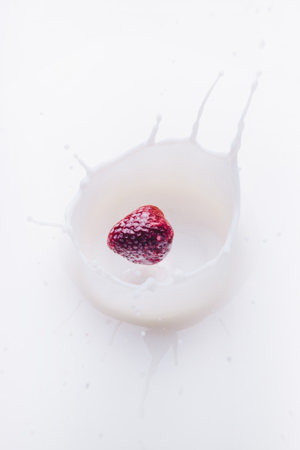 fresa, leche, frutas, comidas, frutilla, splash, 
