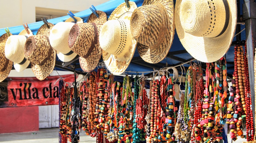 cuba, habana, sombrero, urbano, puesto, venta, tipico, 