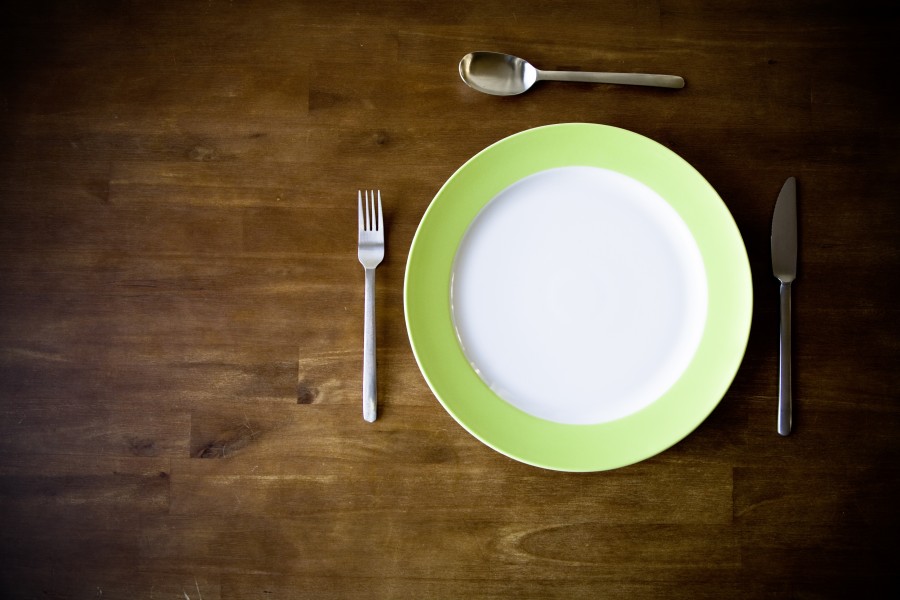 plato, mesa, vacio, tenedor, cuchara, cuchillo, vajilla, restaurant, concepto, comidas, 