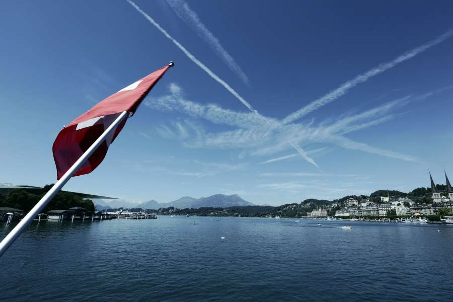 bandera, océano, mar, paisaje marino, playa, suizo, mar suizo, Suiza, agua