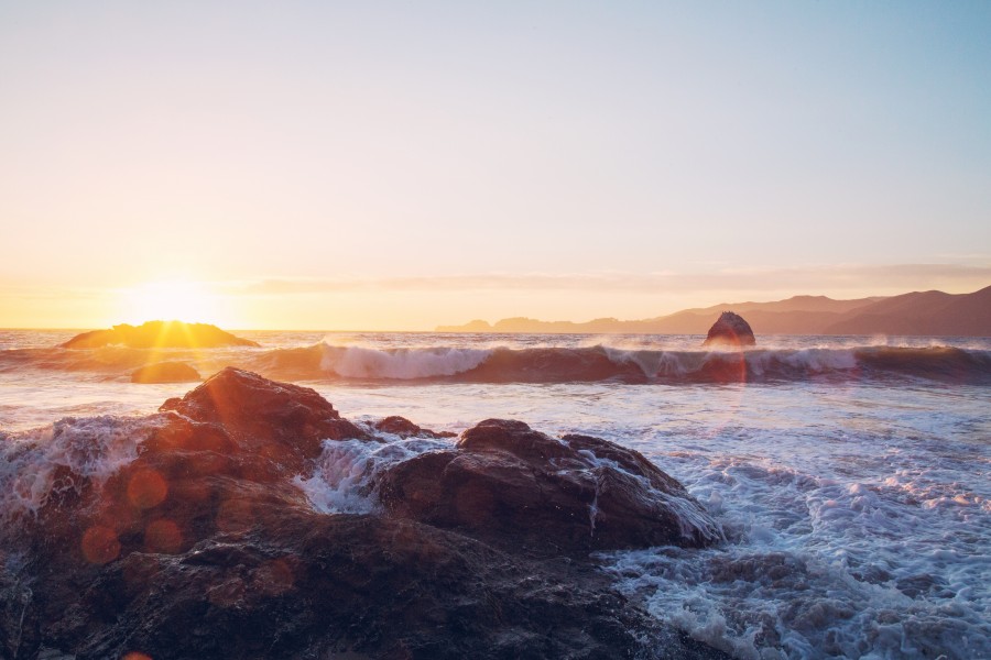 paisaje, costa, mar, atardecer, ocaso, puesta de sol, ola, olas, playa, dia, nadie