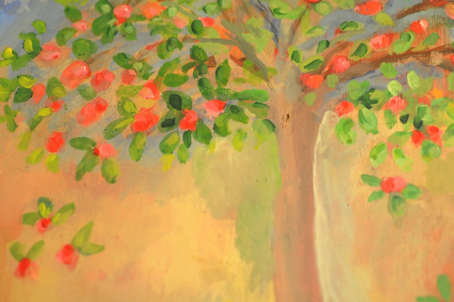 pintura, oleo, arbol, naturaleza, textura, color, colores, primavera, cuadro, pintado, 