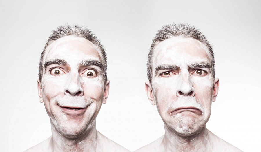 concepto, tristeza, alegria, dual, dualidad, bipolar, hombre, rostro, cara, teatro, drama, comedia, 